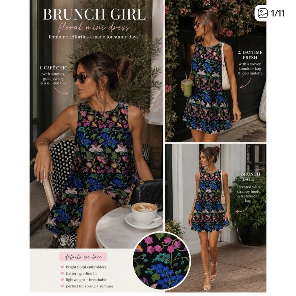 Tahari Black Floral Embroidered A-Line Dress Mini Sz 12P